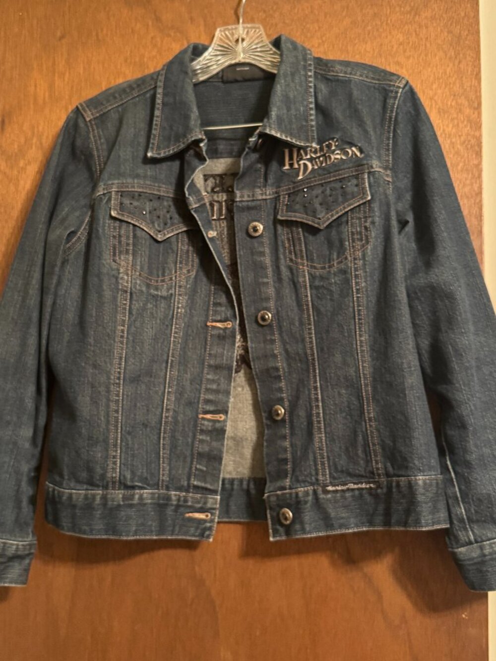 Harley Davidson Women's Denim Bling Eagle Jacket​​​​​​​​​, Size L